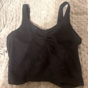 Black lulu align tank ruched in front. Tag cut out